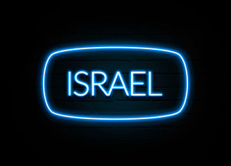 Israel  - colorful Neon Sign on brickwall