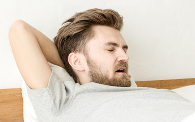 Obraz premium Men are Sleepy after wake up