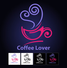 Vector abstract, coffee lover symbol as a restaurant or cafe business