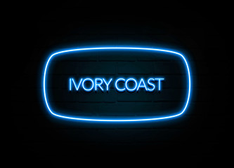 Ivory Coast  - colorful Neon Sign on brickwall