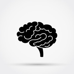 Black silhouette of brain vector icon.