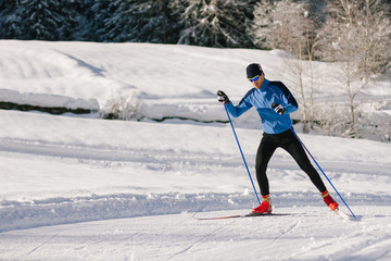 Athlete practice cross-country skiing