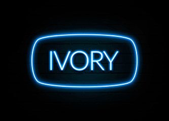 Ivory  - colorful Neon Sign on brickwall