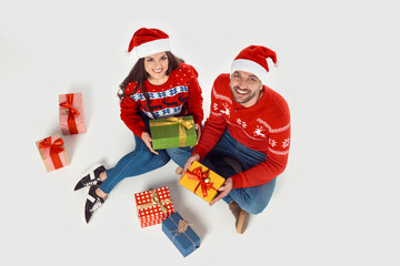 couple with christmas gifts