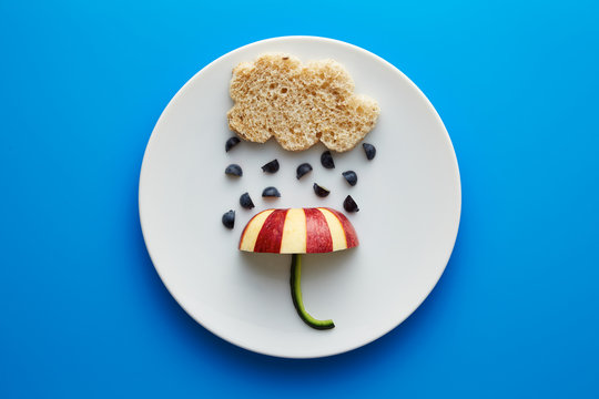 Food for kids - funny cloud and umbrella