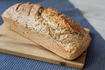 homemade wheat-Rye Bread on the cuttingboard