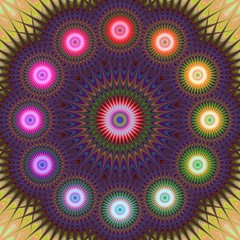 Multicolored abstract computer generated fractal mandala background