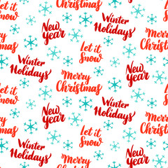 Fototapeta premium New Year Lettering Seamless Pattern