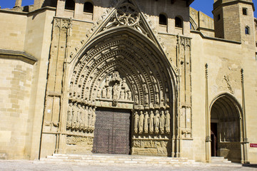 The Holy Cathedral of the Transfiguration of the Lord, also known as the Cathedral of Saint Mary Huesca, a Gothic church in Huesca, in Aragon, north-eastern Spain