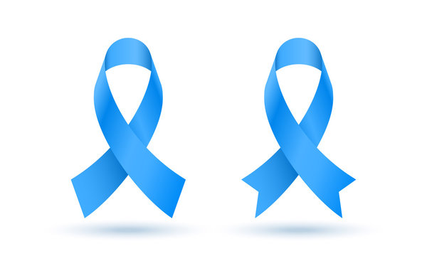 November awareness month blue ribbon symbols for men health against prostate cancer campaign. Vector blue ribbon badge for no shave social solidarity Movember event against man prostate cancer