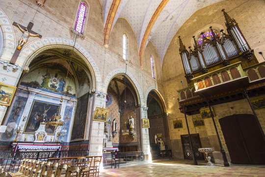 The Church of Saint Michael (eglise Saint Michel) in Lagrasse, France, built in gothic style