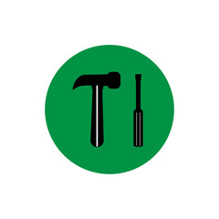 Screwdriver and hammer round icon vector