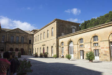 Fototapeta na wymiar Views of the Abbey of St. Mary of Lagrasse (abbaye Sainte-Marie), France