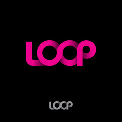 Pink logo. loop logo. Pink ribbon loop logo on dark background.