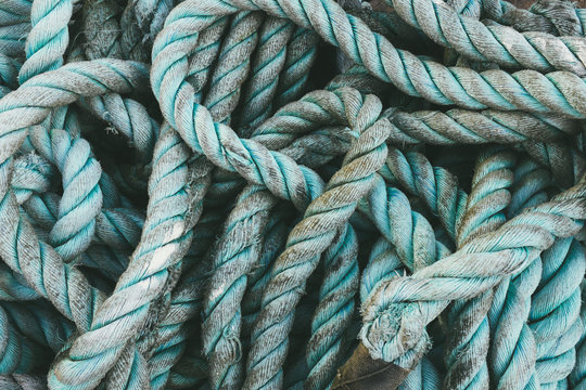 Pile of industrial rope used for commercial fishing