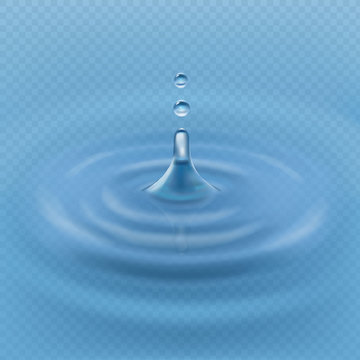 Falling water drop realistic transparent
