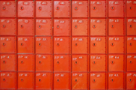 Bright red letter boxes