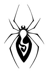 Black vector ornamental spider illustration or tattoo design