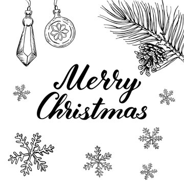 Merry Christmas! Hand drawn graphic elements and lettering.