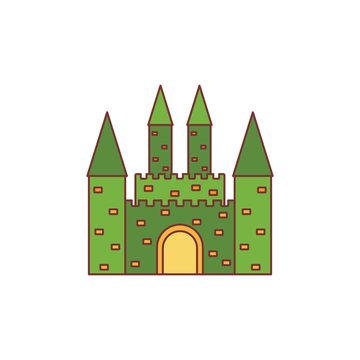 Medieval castle icon, cartoon style © keltmd