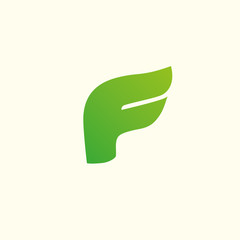 Letter F logo. Design template elements eco, leaf.