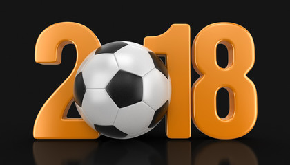 Soccer football with 2018. Image with clipping path