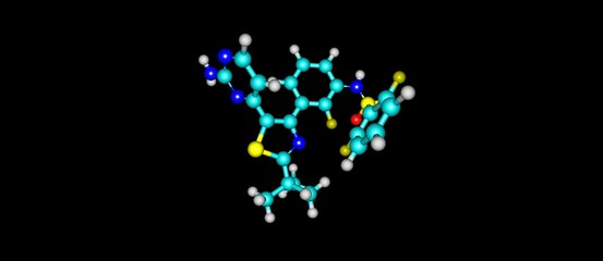 Dabrafenib molecular structure isolated on black