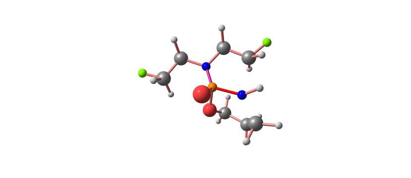 Cyclophosphamide molecular structure isolated on white