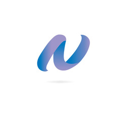 Letter N logo. Design template elements, curved lines, ribbon