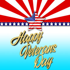 Happy Veterans Day, 3D Illustration, Honoring all who served, American holiday template.