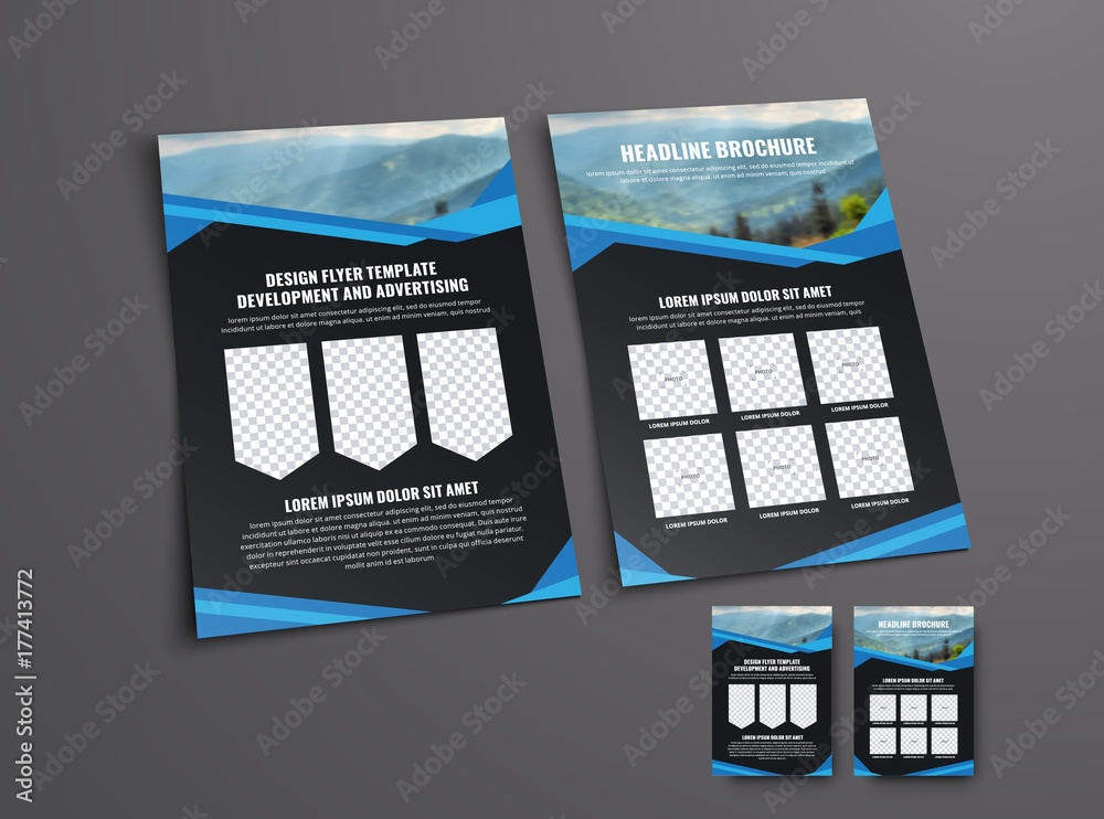 Poster design the front and back pages of the black flyer with a place for the photo