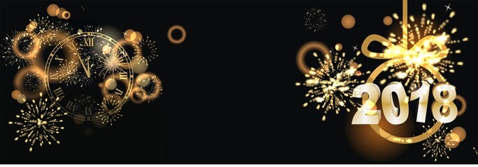Banner zum Jahreswechsel mit Feuerwerk
