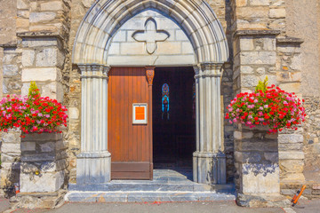 Fototapeta na wymiar Entrance to an ancient Church