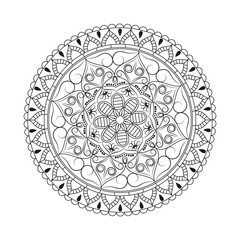 Flower Mandala. Vintage decorative elements. Oriental pattern, vector illustration. Islam, Arabic, Indian, moroccan,spain, turkish, pakistan, chinese, mystic, ottoman motifs. Coloring book page