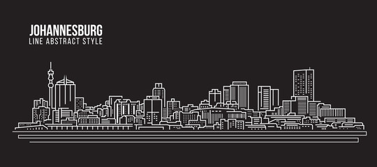 Fototapeta premium Cityscape Budynek Grafika liniowa Projekt ilustracji wektorowych - panoramę johannesburga