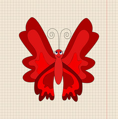 cartoon butterfly red