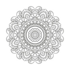 Flower Mandala. Vintage decorative elements. Oriental pattern, vector illustration. Islam, Arabic, Indian, moroccan,spain, turkish, pakistan, chinese, mystic, ottoman motifs. Coloring book page - 177417180