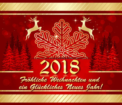 Corporate greeting card with German text. Text translation: Merry Christmas and a Happy New Year.