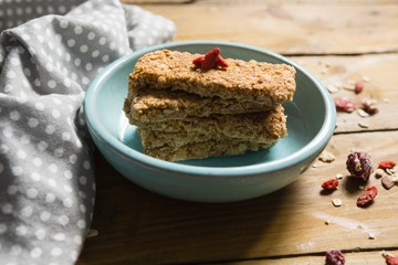 Granola bar in bowl
