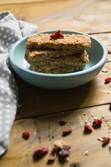 Granola bar in bowl