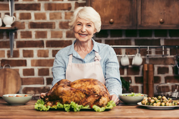 woman with delicious turkey