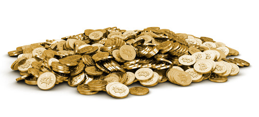 Golden bitcoin. Image with clipping path