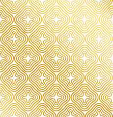 Vector geometric gold glittering seamless pattern on white background.