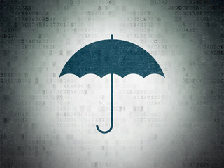 Privacy concept: Umbrella on Digital Data Paper background