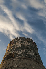 Naklejka premium Corsica, 01/09/2017: la Torre della Parata, la torre genovese costruita nel 1608 con vista sulle Isole Sanguinarie