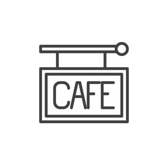 Cafe sign line icon, outline vector sign, linear style pictogram isolated on white. Symbol, logo illustration. Editable stroke