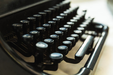 Vintage manual typewriter machine, close-up