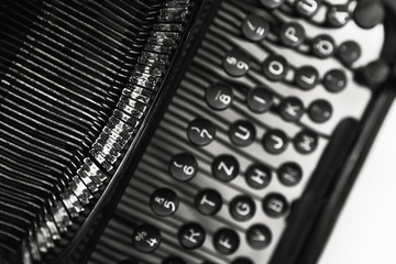 Old manual typewriter machine, close up
