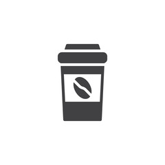 Take away coffee icon vector, filled flat sign, solid pictogram isolated on white. Coffee paper cup symbol, logo illustration.