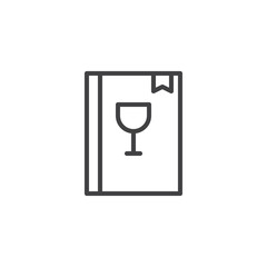 Barman menu book with alcoholic beverages line icon, outline vector sign, linear style pictogram isolated on white. Symbol, logo illustration. Editable stroke